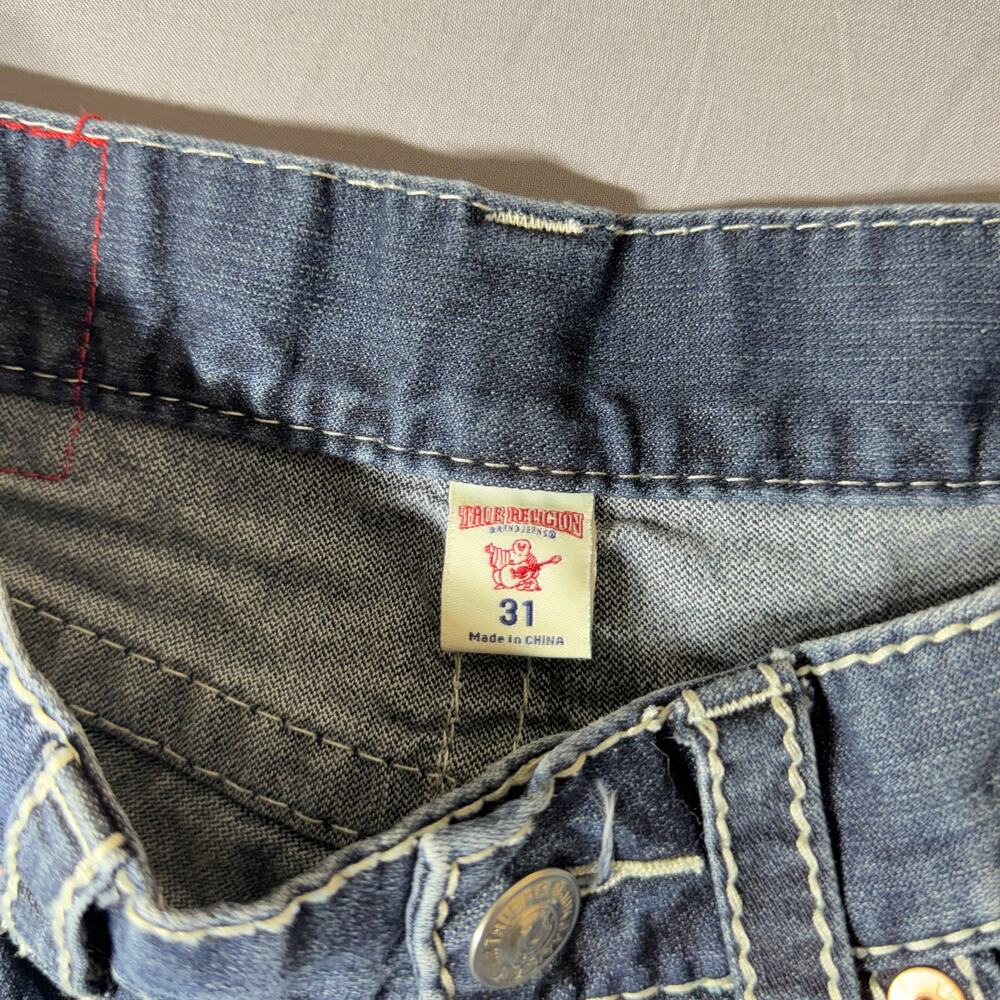 True Religion Section Skinny Distressed Jeans 31x31 Contrast Stitch Patches - Picture 7 of 8